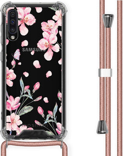 iMoshion Hoesje Geschikt voor Samsung Galaxy A50 / A30s Hoesje Met Koord - iMoshion Design Hoesje met Koord - Roze / Transparant / Blossom Watercolor