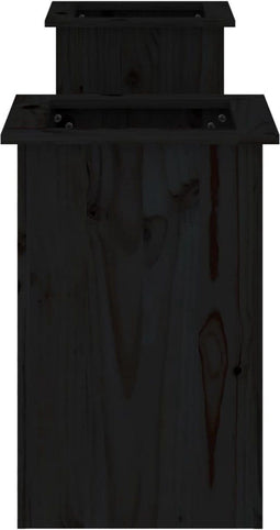 vidaXL - Bankje - met - plantenbakken - 184,5x39,5x56,5 - cm - grenenhout - zwart