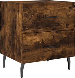 vidaXL - Nachtkastje - 40x35x47,5 - cm - bewerkt - hout - gerookt - eikenkleurig