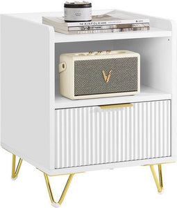 SoBuy Nachtkastje - Nachtkastje met lade en plank - Modern design - Goudkleurig