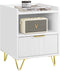 SoBuy Nachtkastje - Nachtkastje met lade en plank - Modern design - Goudkleurig