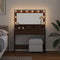 vidaXL - Make-up - Tafel - met - LED - Verlichting - in - Bruin - Eiken - - - 100 - x - 41 - x - 135 - cm