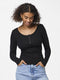 PIECES PCKITTE LS TOP NOOS BC - Dames Longsleeve - Biologische katoenmix - Maat L