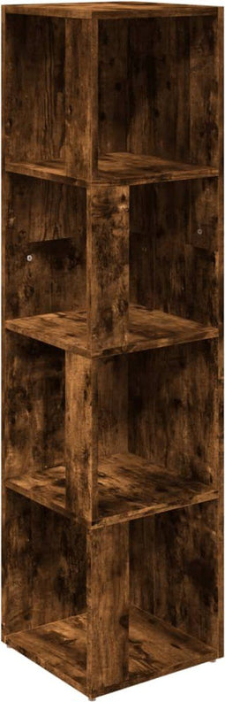 vidaXL - Hoekkast - 33x33x132 - cm - bewerkt - hout - gerookt - eikenkleurig