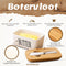 KitchenMonster® Botervloot - Botervloot met Deksel en Botermes - 600 ml Keramiek en Bamboe - Wit