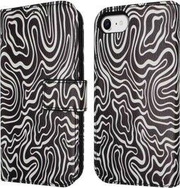 iMoshion Hoesje Geschikt voor iPhone SE (2022) / SE (2020) / 8 / 7 / 6s / 6 Hoesje Met Pasjeshouder - iMoshion Design Bookcase smartphone - Meerkleurig / Black And White