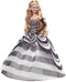 Barbie 65ste (2023) - Modepop - Glamoureuze zwart-witte jurk - Saffierblauw