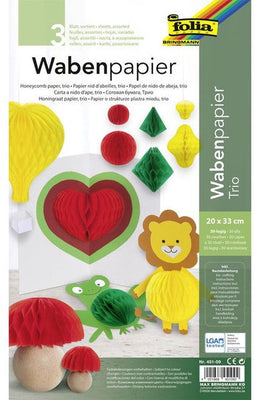 Honingraat papier 20x33cm assorti - 5 stuks