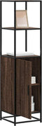 vidaXL - Hoge - kast - 35,5x35x139 - cm - bewerkt - hout - en - metaal - bruin - eiken