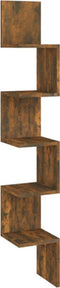 vidaXL - Hoekwandschap - 20x20x127,5 - cm - bewerkt - hout - gerookt - eikenkleurig