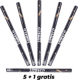 5+1 gratis - WK Confetti Kanon - Party Popper - Goud / Zilver - 35 cm