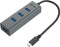 i-tec C31HUBMETAL403 - USB-C Metal 4-port HUB - USB 3.2 x 4 - Grijs