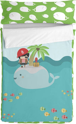 Gewatteerd beddengoed met ritssluiting HappyFriday Happynois Pirata Multicolour 105 x 200 cm