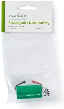 Nedis Oplaadbare NiMH-Batterij - 1.2 V DC - Oplaadbaar - 2400 mAh - Voorgeladen - 1-Polybag - N/A - Soldeertab - Groen