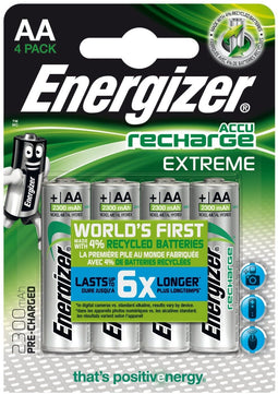 Energizer ENR Recharge Extreme 2300 AA - Batterijen Ni-MH 2300mAh - Zilver (4 stuks)