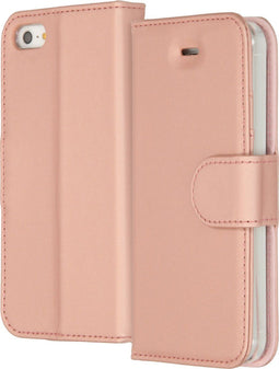 Accezz Hoesje Geschikt voor iPhone SE (2016) / 5 / 5s Hoesje Met Pasjeshouder - Accezz Wallet Softcase Bookcase - Roze