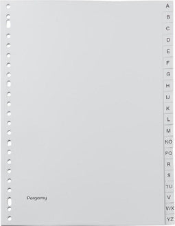 Pergamy tabbladen, ft A4, 23-gaatsperforatie, grijze PP, A-Z