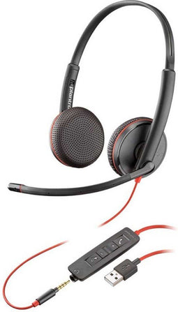 Poly C3225 USB-A - Hoofdtelefoon met microfoon - Ruisonderdrukkend - Zwart Rood