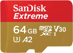 Sandisk Extreme microSDXC UHS-I (2024) - 64GB - Leessnelheid 170 MB/s - Schrijfsnelheid 80 MB/s