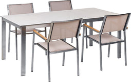 COSOLETO/GROSSETO - Tuinset 4 persoons - Wit - Graniet/Glas