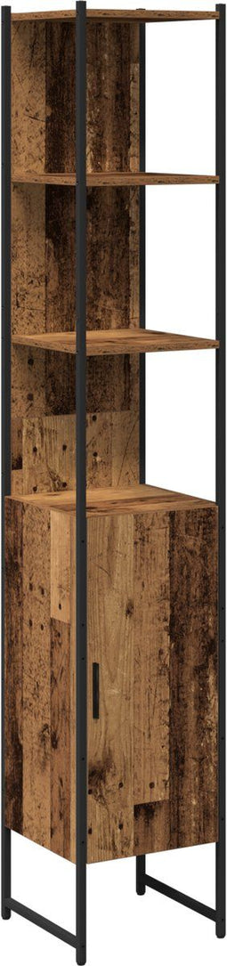 vidaXL - Badkamerkast - Oude - Hout - 33x33x185,5 - cm - Ingenieuw - Hout