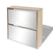 vidaXL - Schoenenkast - tweelaags - met - spiegel - 63x17x67 - cm - eiken