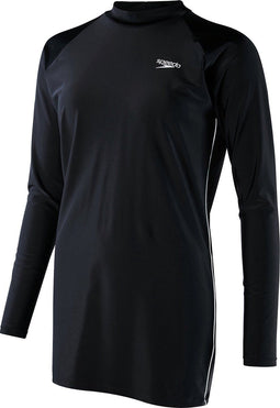 Speedo Swim Long-Line Tunic - Badpak Dames - Lange mouwen - Zwart / Wit - Maat 44
