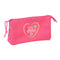 Safta Feeling - Pennenetui met 3 vakken - 22 x 12 x 3 cm - Roze