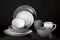 Speckle grey met zwarte rand Set van 6 dessertborden