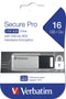 Verbatim Secure Data Pro - USB-stick - 16 GB - 256-bit AES beveiliging - grijs