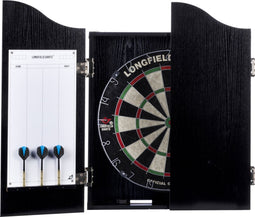 Longfield PRO 501 Houten Dartkabinet met Dartbord + 6 Pijlen Zwart