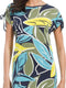 Pastunette Beach - Floral Leaves - Dames Jurk - Ronde hals - Groen/Blauw - Maat XL