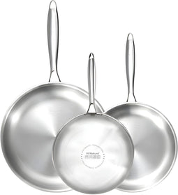 HI NATURE™ Koekenpannenset - 3-Delig - RVS - Ø 20/24/28 cm - Anti-aanbaklaag - Inductie & Alle Warmtebronnen (set van 3)