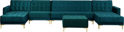 ABERDEEN - Bank U-vormig ottomaan - Blauwgroen - 6 persoons - Fluweel