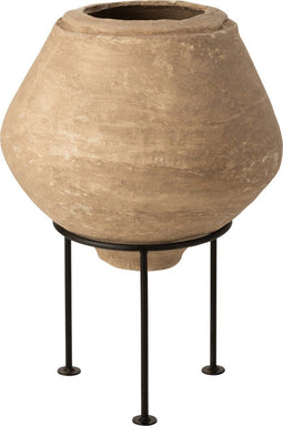 J-Line bloempot Op Voet Chad - papier mache - bruin - Ø 51 cm