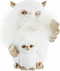 Kerstversiering DKD Home Decor Uil Hars (7,5 x 7 x 10 cm) (2 Stuks)