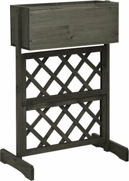 vidaXL - Latwerkplantenbak - 45x30x74 - cm - massief - vurenhout - grijs