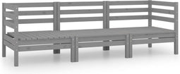 vidaXL - 3-delige - Loungeset - massief - grenenhout - grijs