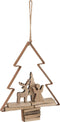J-Line kersthanger Kerstboom + Figuren - hout/metaal - bruin
