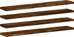 vidaXL - Wandschappen - 4 - st - 60x10x1,5 - cm - bewerkt - hout - gerookt - eikenkleur