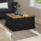 vidaXL - Opbergkist - HALDEN - zwart - 91x91x47 - cm - massief - grenenhout