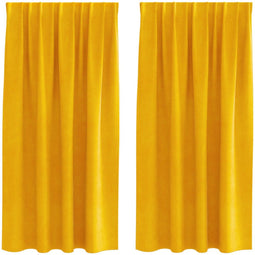 vidaXL - Zwarte - Gordijnen - met - Bovenband - 2 - stuks - Mosterdgeel - Velvet