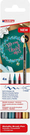 Edding - metallic brushpen Christmas e-1340, assorti, set van 4 stuks