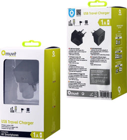 Muvit MUACC0114 - USB lader - 1 Amp - zwart