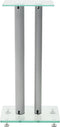 vidaXL - Speakerstandaarden - zuil-ontwerp - gehard - glas - zilver - 2 - st
