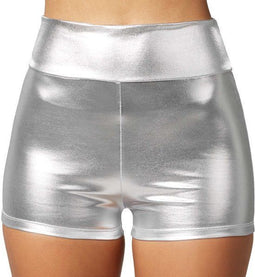 Dressforfun Metallic hotpants - verkleedkleding - sexy pasvorm - zilver L