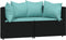 vidaXL - 3-delige - Loungeset - met - kussens - poly - rattan - zwart