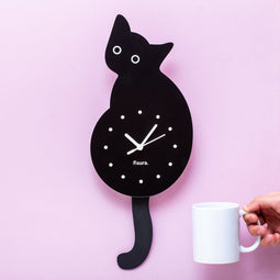 Fisura - Wandklok Kat - zwart