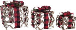 Set decoratieve dozen DKD Home Decor Ziverachtig LED Rotan Purpurine (25 x 25 x 30 cm)