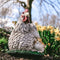 Tuinfiguur broedende kip met kuikens | wit | 19 cm
